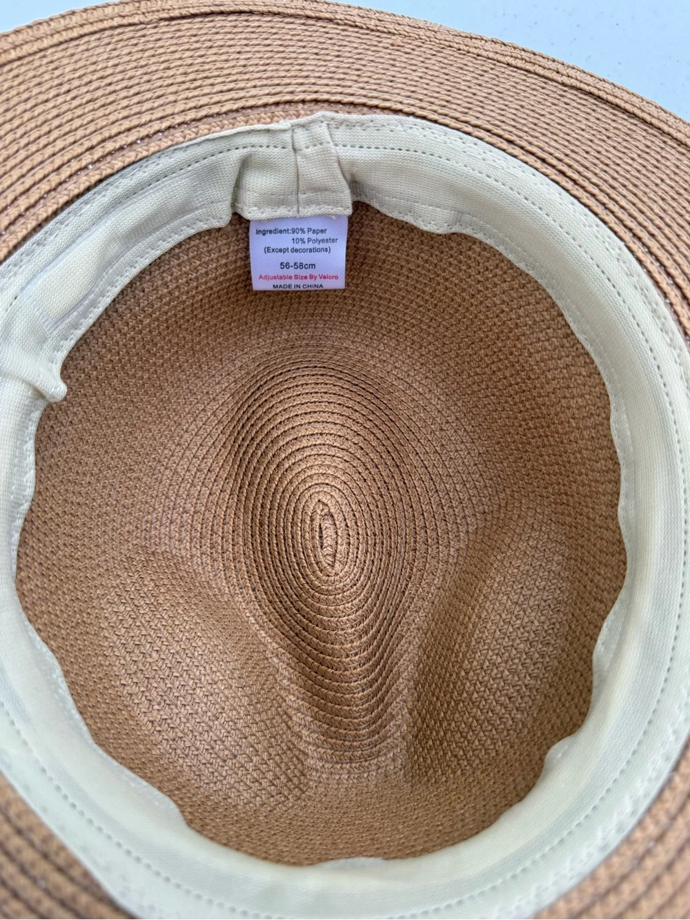 Women’s Tan Straw Fedora Hat with Black Band